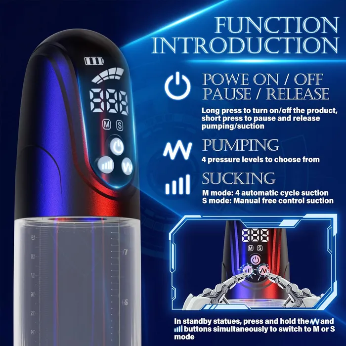 Submersible Automatic Penis Enlargement Pump with 4 Pressure Settings 4 Suction Modes Adorime Male Sex Toys
