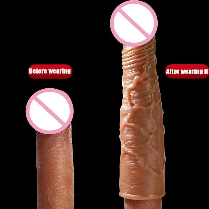 Domlust Male Sex Toys Realistic Dildo Cock Sleeve Male Sex Toys Condom Penis Extender Vagnia Anal Stimulator