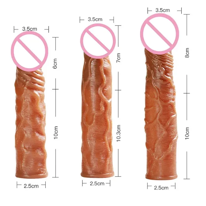 Domlust Male Sex Toys Realistic Dildo Cock Sleeve Male Sex Toys Condom Penis Extender Vagnia Anal Stimulator