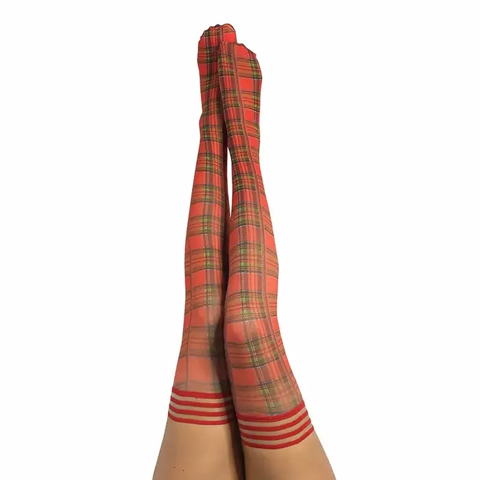 Kixies Inc Vibrators Kixies Grace Plaid ThighHigh Red Size A