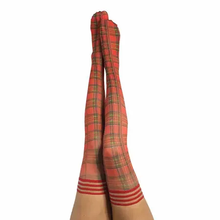 Kixies Inc Vibrators Kixies Grace Plaid ThighHigh Red Size A Kixies Inc Vibrators Kixies Grace Plaid ThighHigh Red Size A