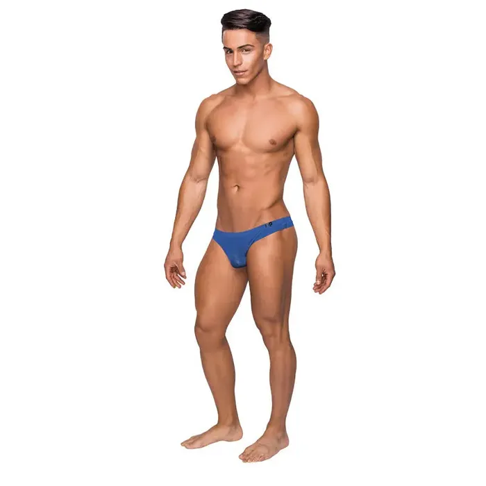 Vibrators Male Power Male Power Seamless Sleek Thong Blue Sheer Pouch SM