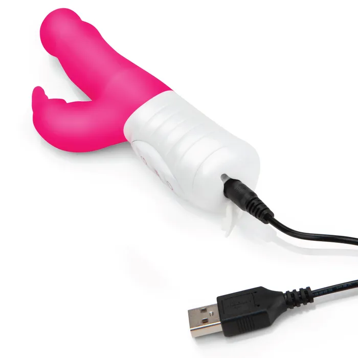 Rabbit Essentials Slim Shaft Rabbit Vibrator with Rotating Beads Female Sex Toys